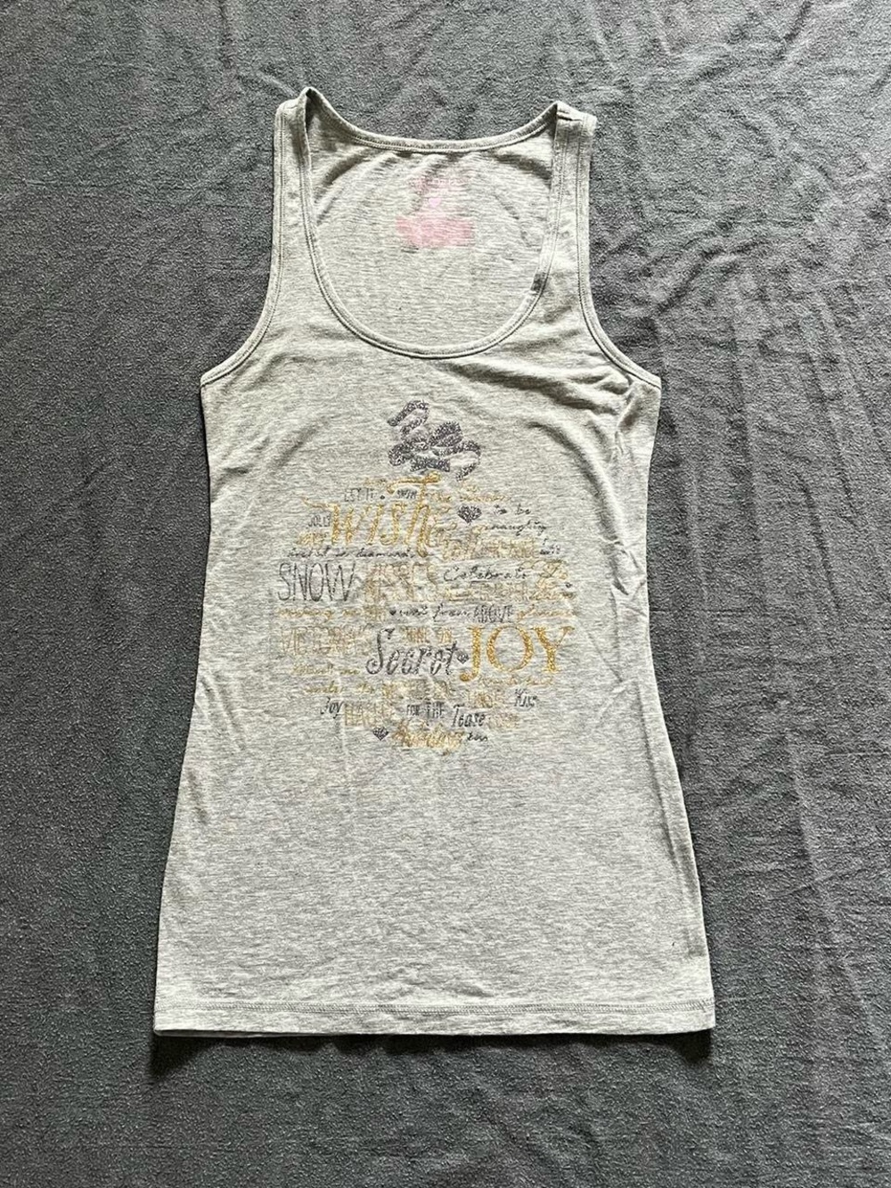 Victoria's Secret wish & tell shine on grey tank